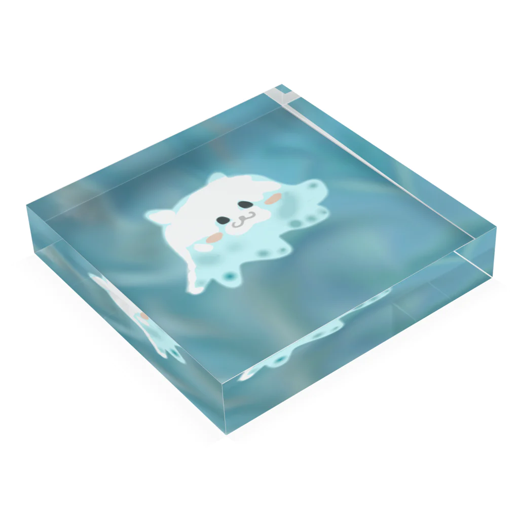 🍓苺大福⚗の猫クラゲ Acrylic Block :placed flat