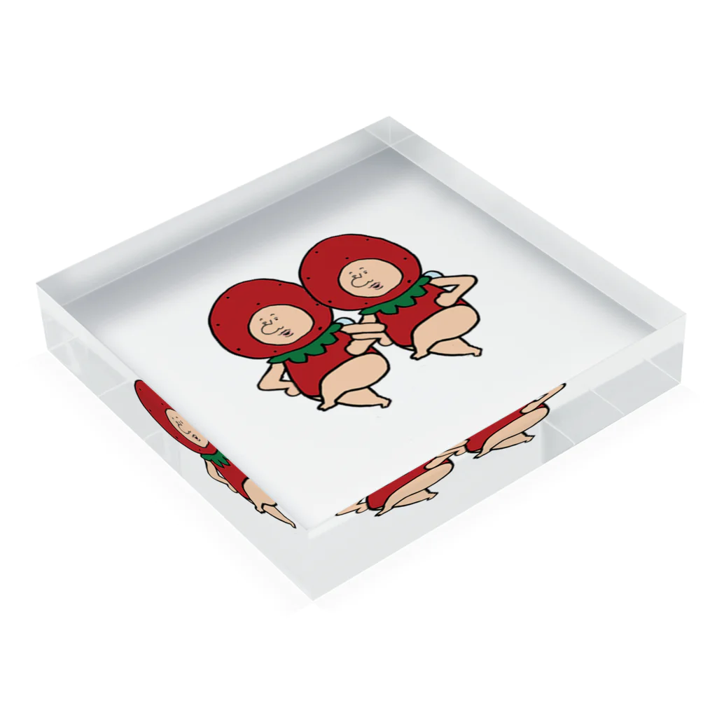 【Yuwiiの店】ゆぅぅぃーのいちごの妖精さん Acrylic Block :placed flat