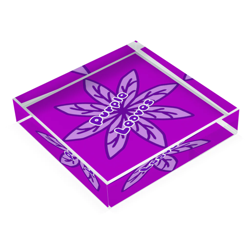 HAKOCHINのPurple Leaves アクリルブロックの平置き