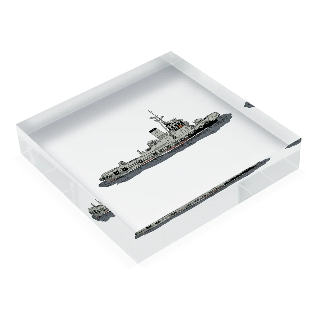 魚の目のお店のタグボート Acrylic Block :placed flat