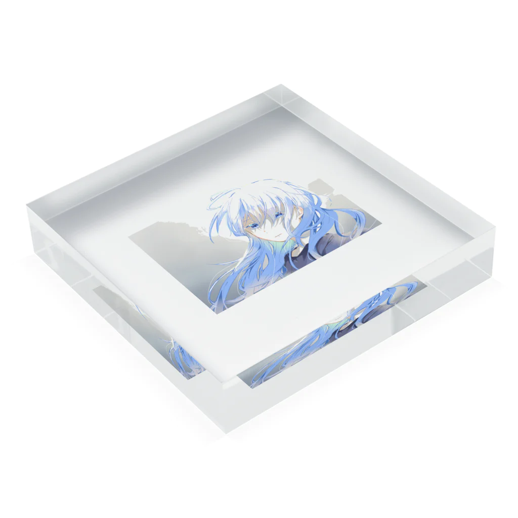 黒兎雪のみ空色 Acrylic Block :placed flat