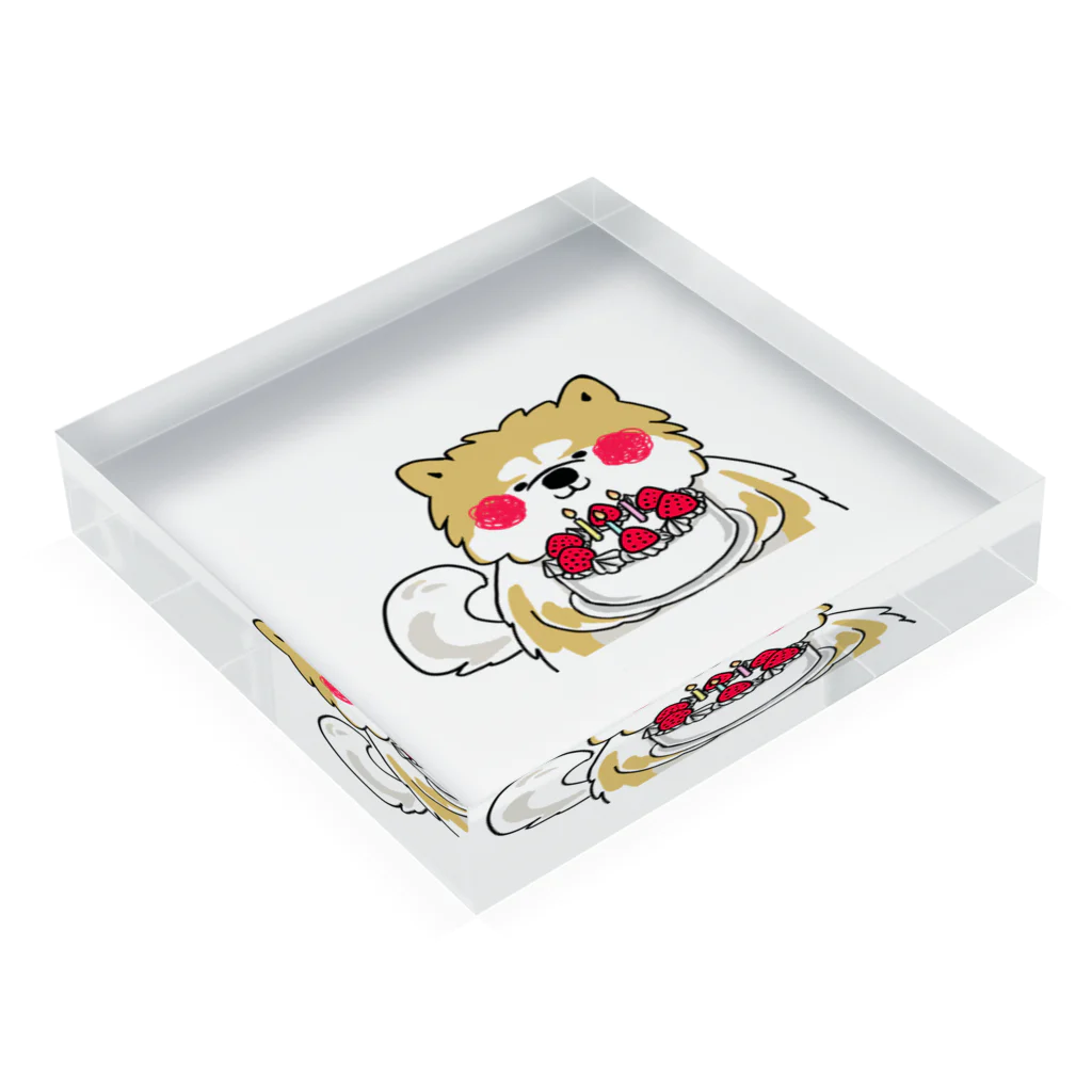 保護犬達の楽園オリジナルグッズのハッピー大吉くん Acrylic Block :placed flat