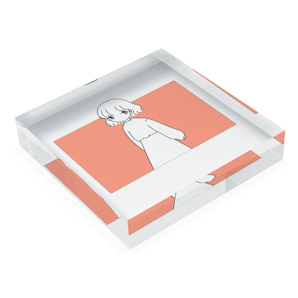 Tなかのロングスカートの女の子 Acrylic Block :placed flat