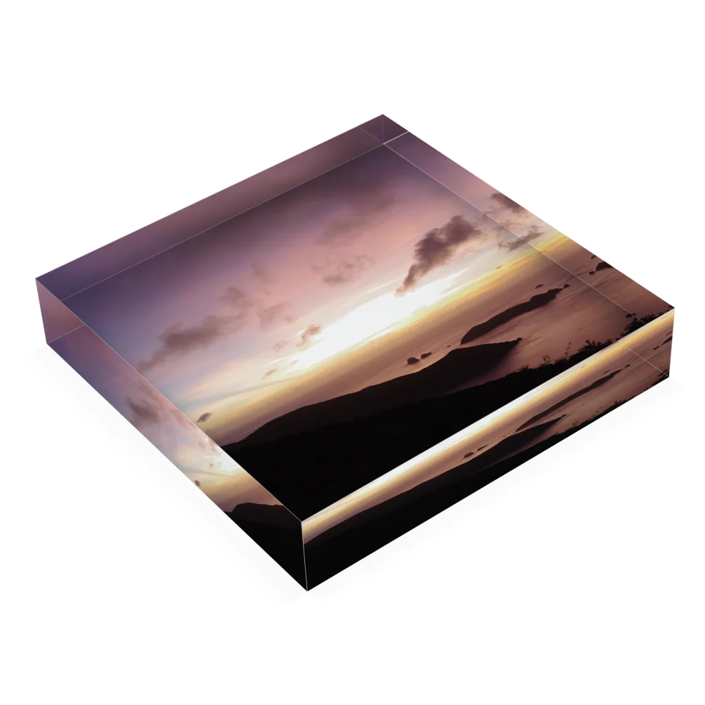 yoshielmerのかけろまじまの夕陽 Acrylic Block :placed flat