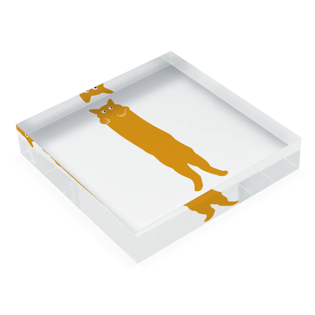 JTadano Collectionのおまわり猫 のび〜るパポ君 / PAPO Acrylic Block :placed flat