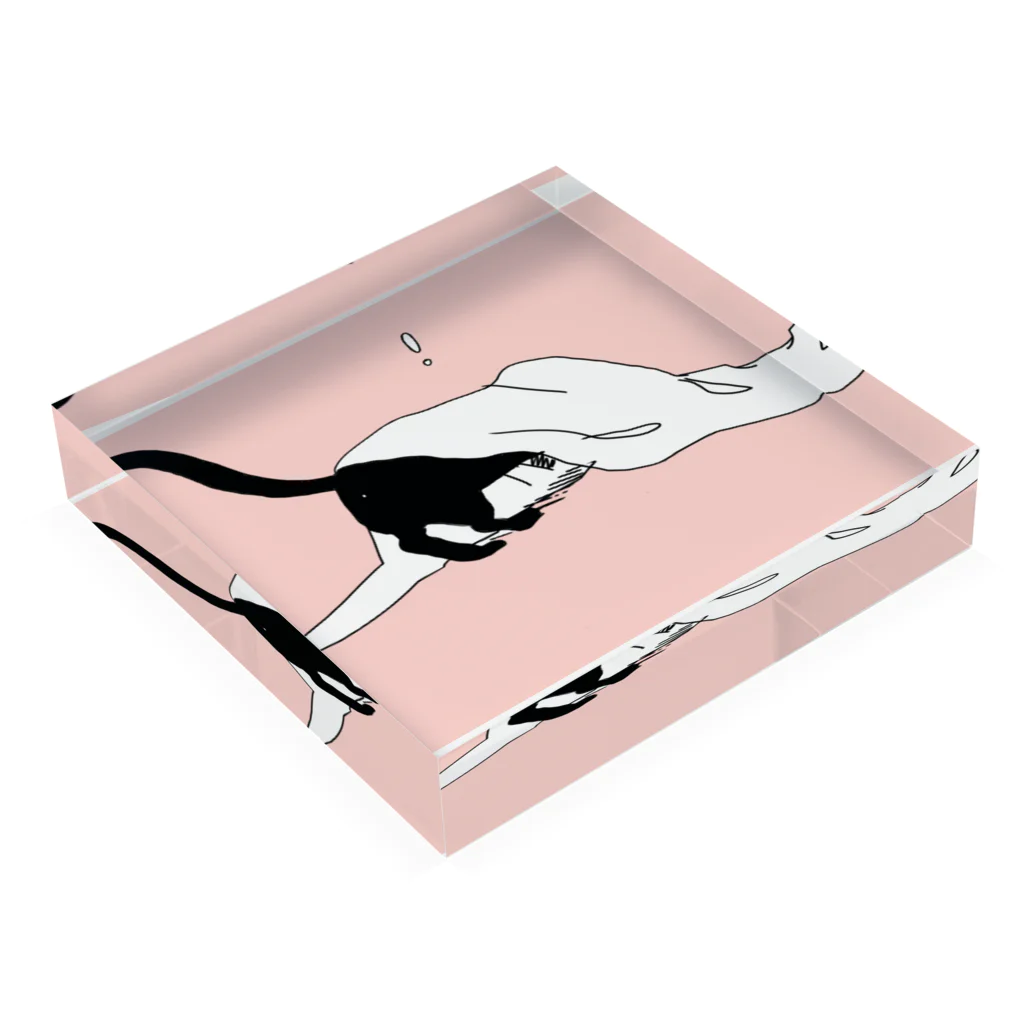 ドミニクのびっくり　ねこ Acrylic Block :placed flat