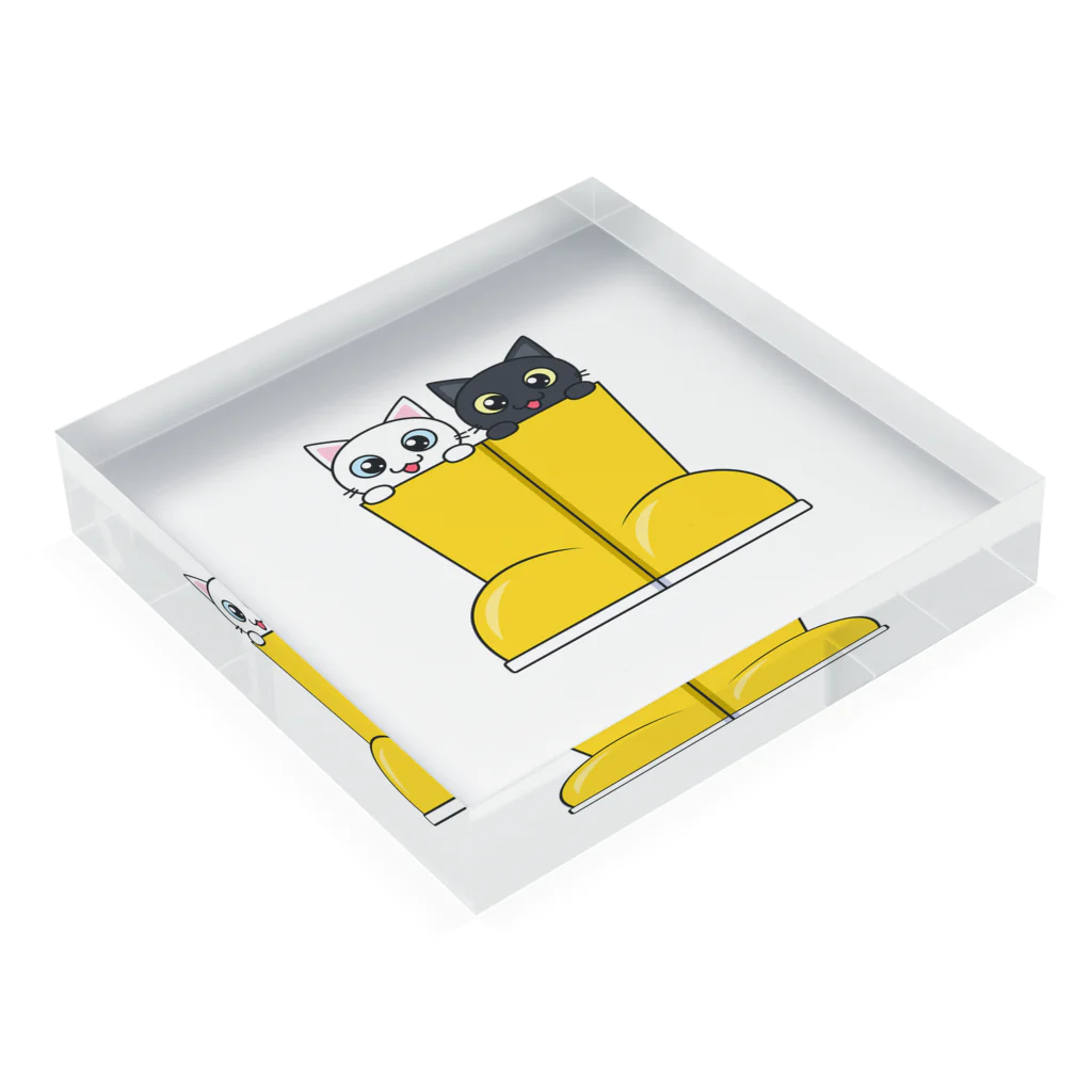 アクセルスタイルの可愛い長靴ねこ Acrylic Block :placed flat