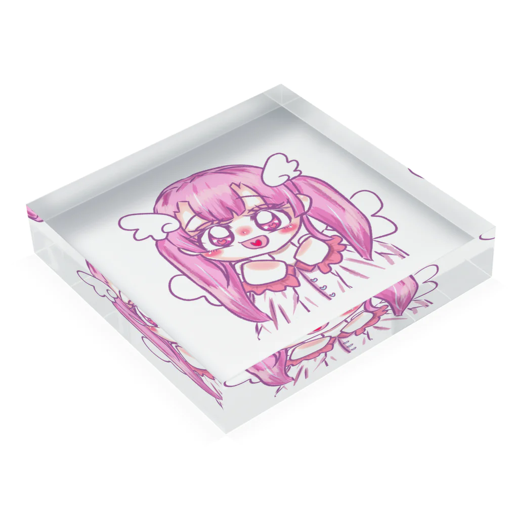 幽々子の奇妙なショップのピンクの天使 Acrylic Block :placed flat