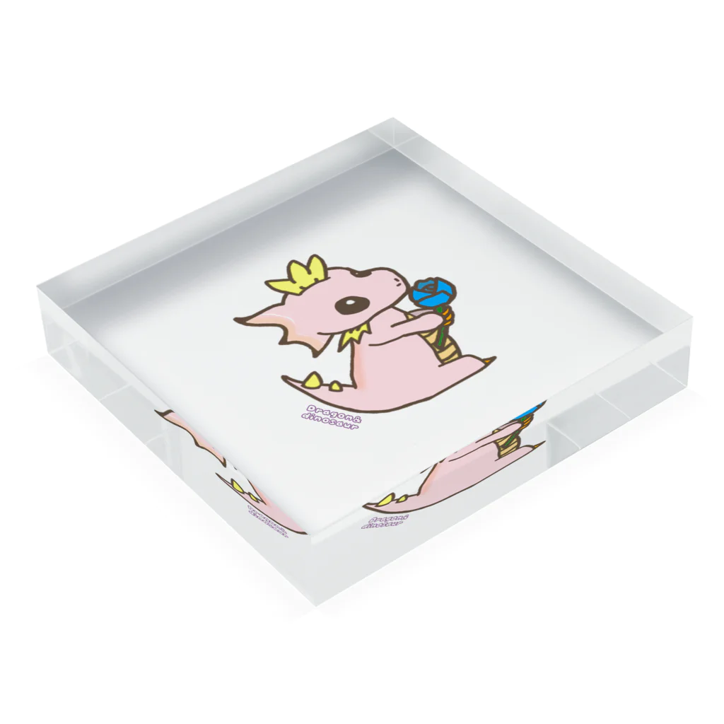 ドラゴンとダイナソーの【お姫様ごっこ恐竜】 Acrylic Block :placed flat