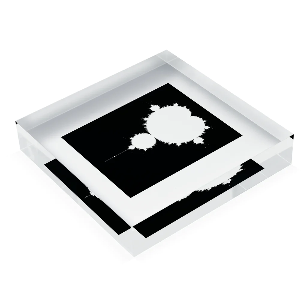 かまやんのプログラミングなお店のモノクロマンデルブロ集合 Acrylic Block :placed flat