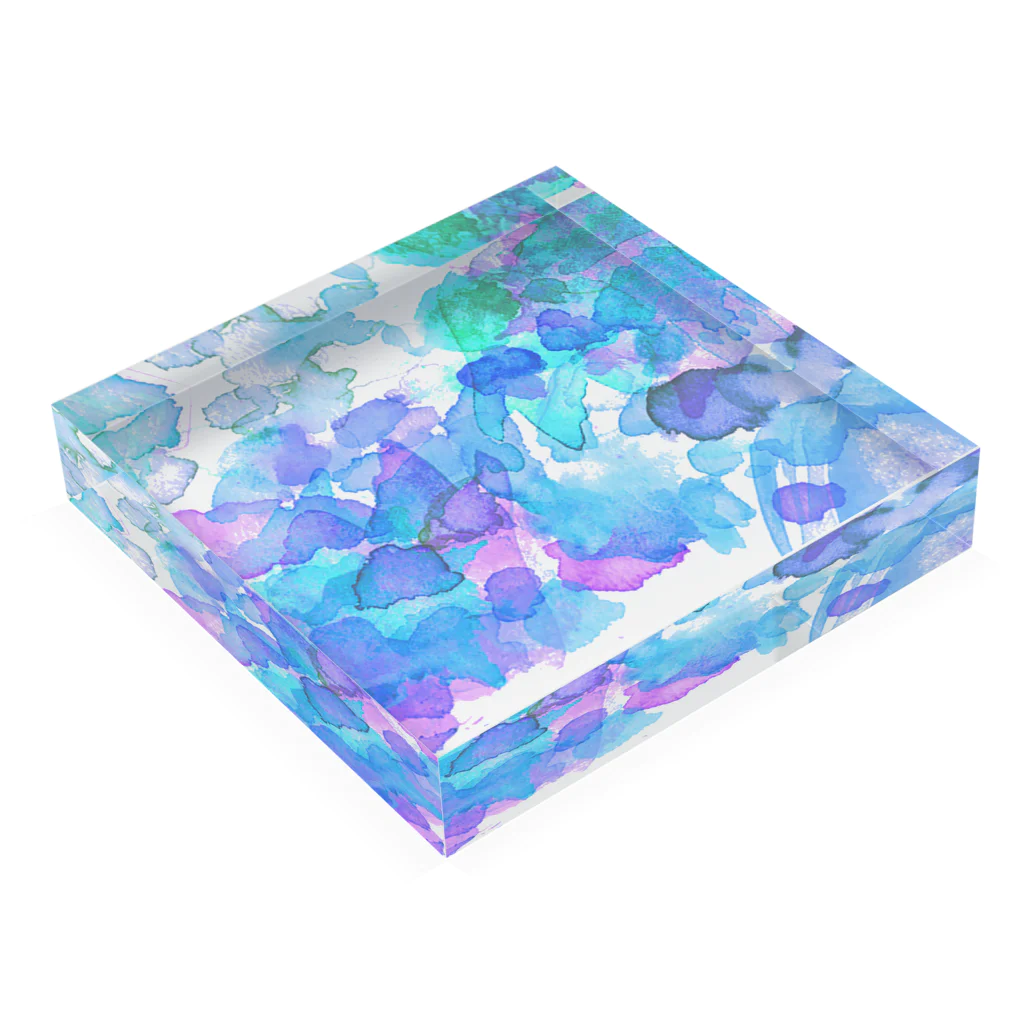 みかがみのあじさい色 透明水彩 Acrylic Block :placed flat