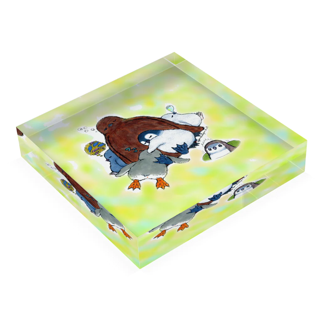 ヤママユ(ヤママユ・ペンギイナ)のまどろみヒナーズ Acrylic Block :placed flat