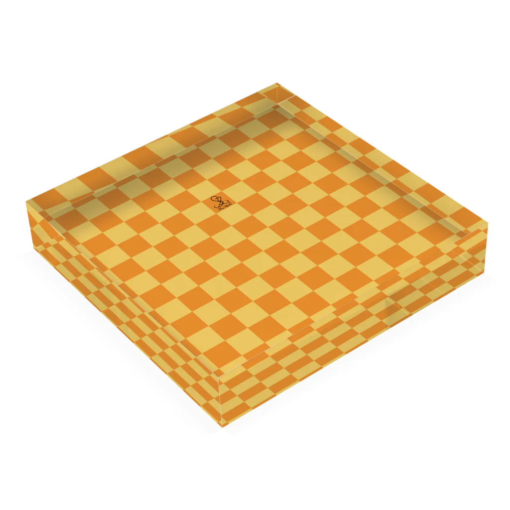 FreeStylersの【FreeStylers】check orange yellow Acrylic Block :placed flat