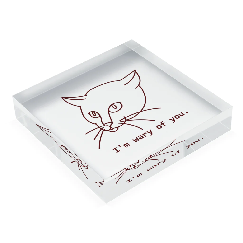 CHOTTOPOINTの警戒中の猫 Acrylic Block :placed flat