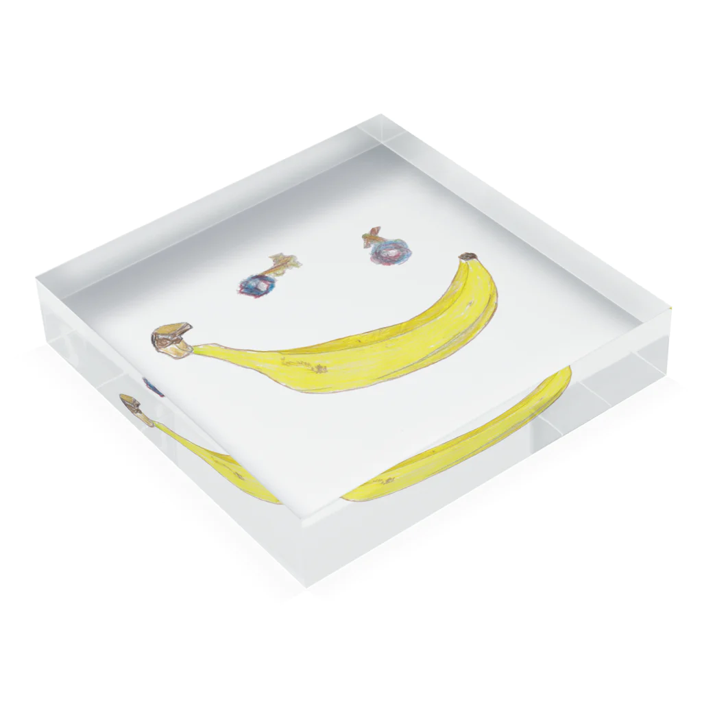 ホームタウンスター　Hometown Star のバナナスマイリー　Banana Smiley Acrylic Block :placed flat