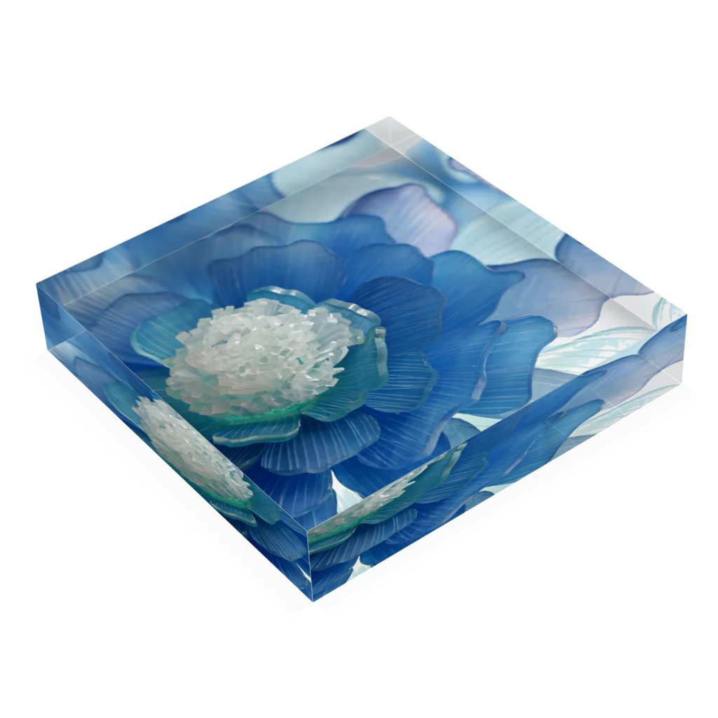 しばさおり jasmine mascotの青い花 アクリルブロックの平置き