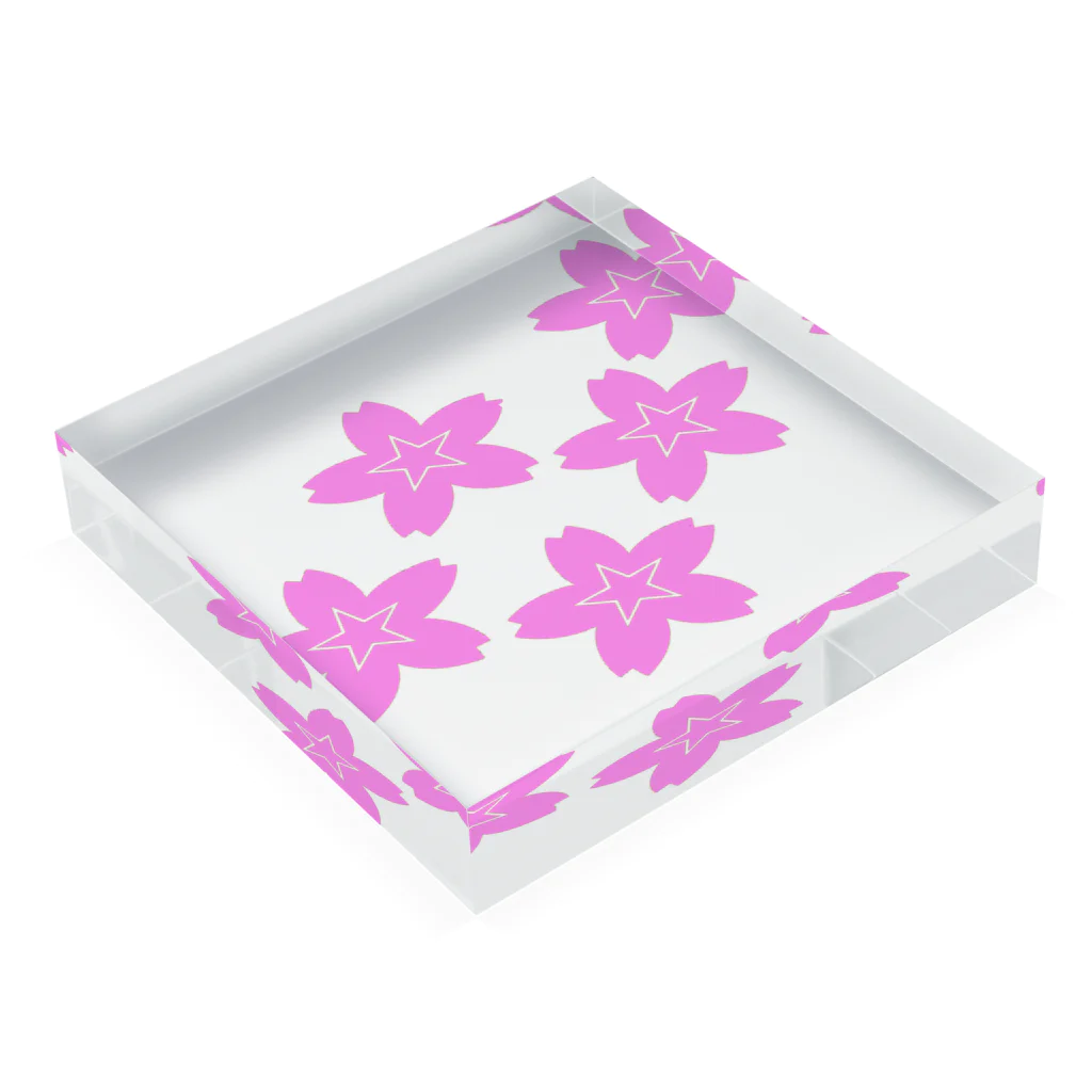 KOKI MIOTOMEの星桜紋（流れ星ピンク）　Star cherry blossom Crest (Shooting star pink）) Acrylic Block :placed flat