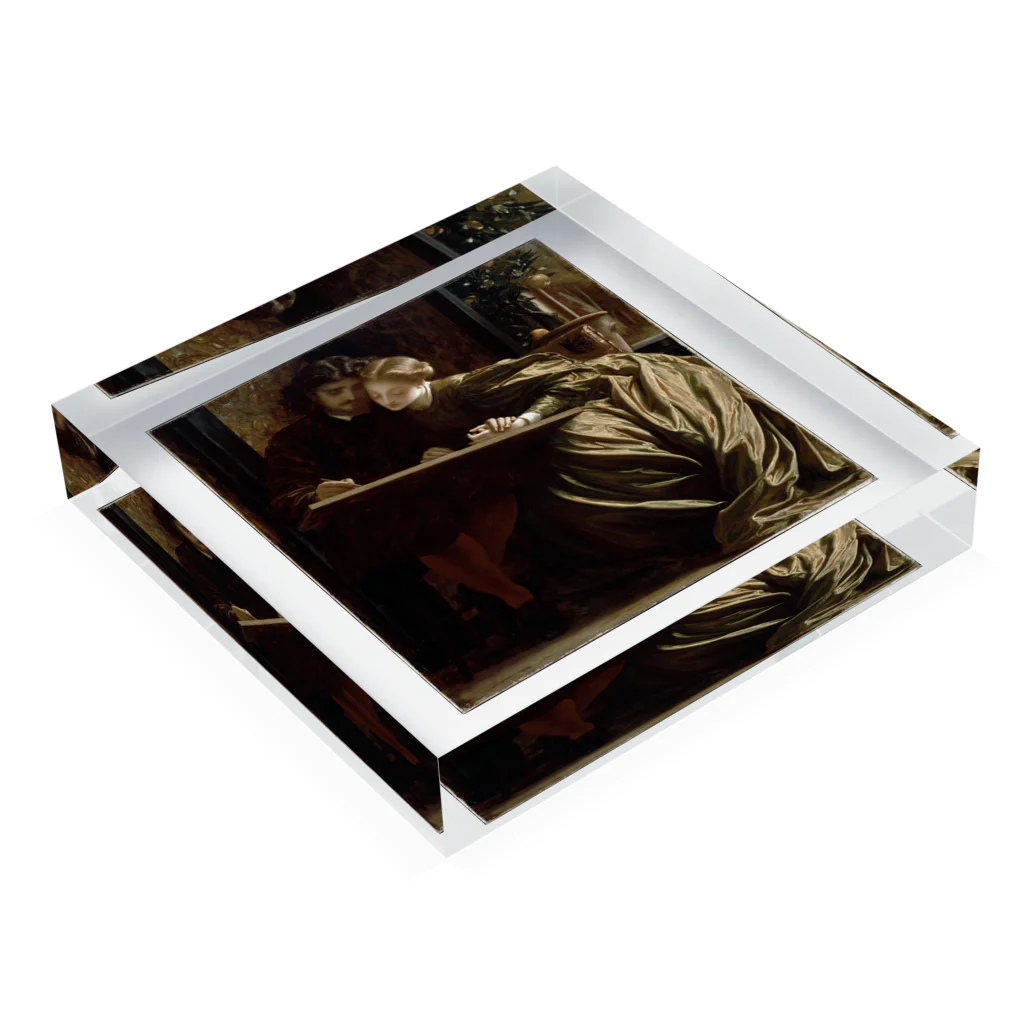 世界の絵画アートグッズのフレデリック・レイトン  《画家のハネムーン》 Acrylic Block :placed flat