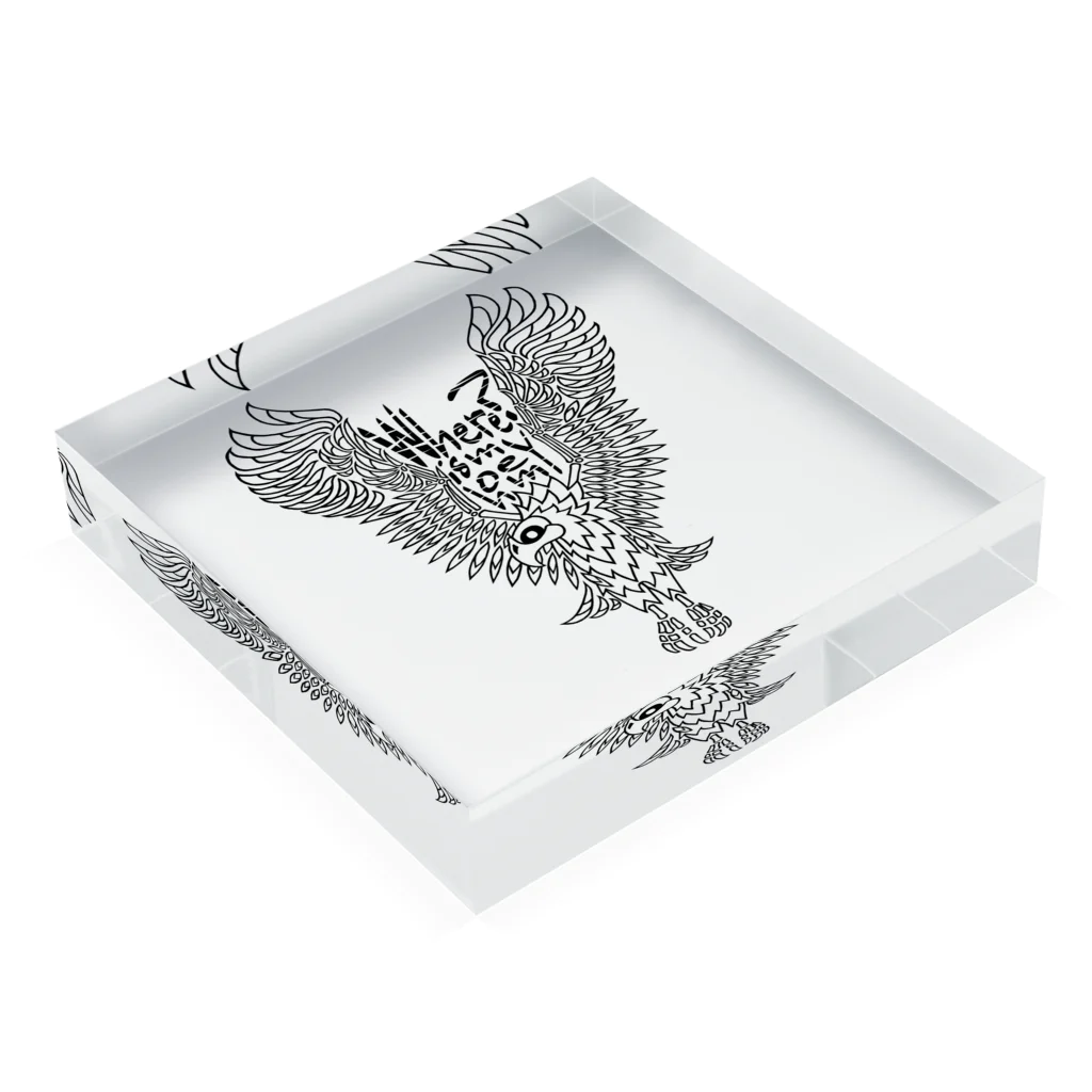 変Ｔ屋のアクイラさんブラックライン Acrylic Block :placed flat