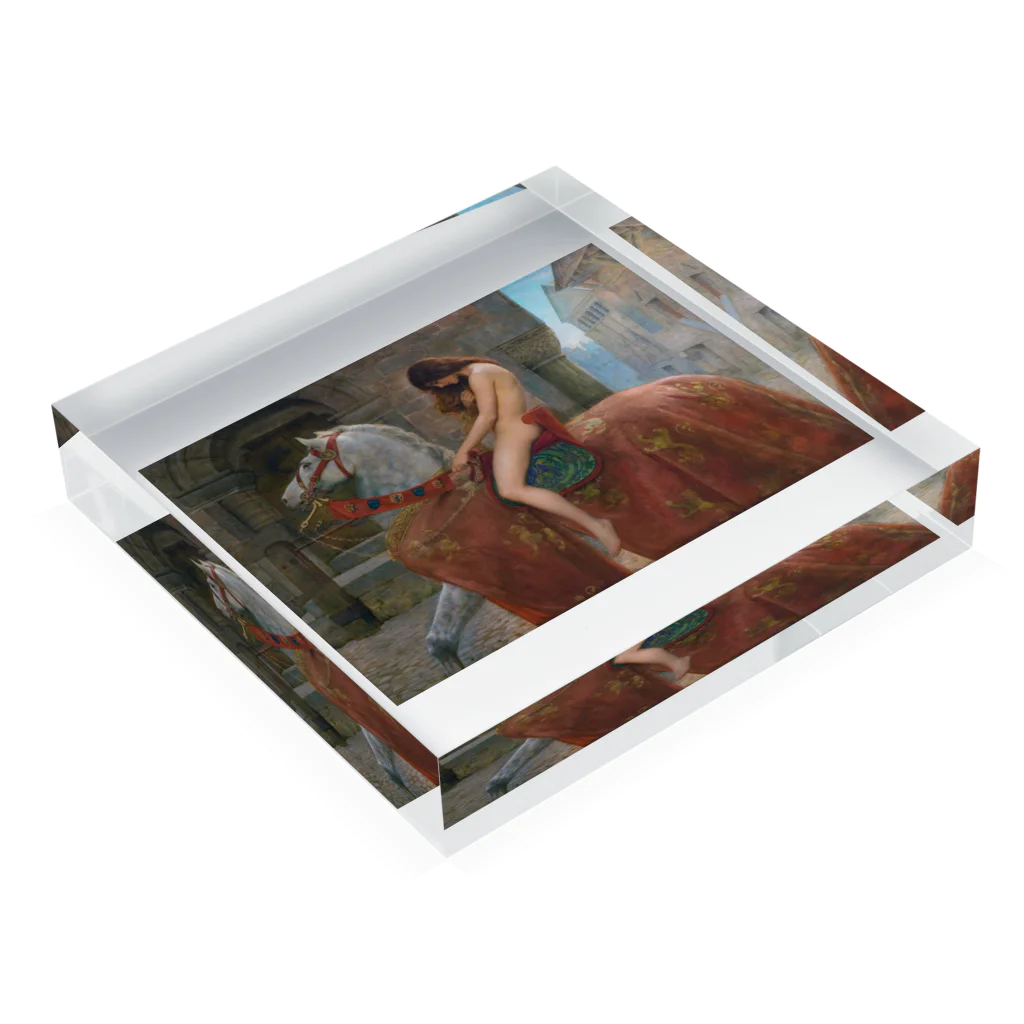世界の絵画アートグッズのジョン・コリア 《ゴダイヴァ夫人》 アクリルブロックの平置き