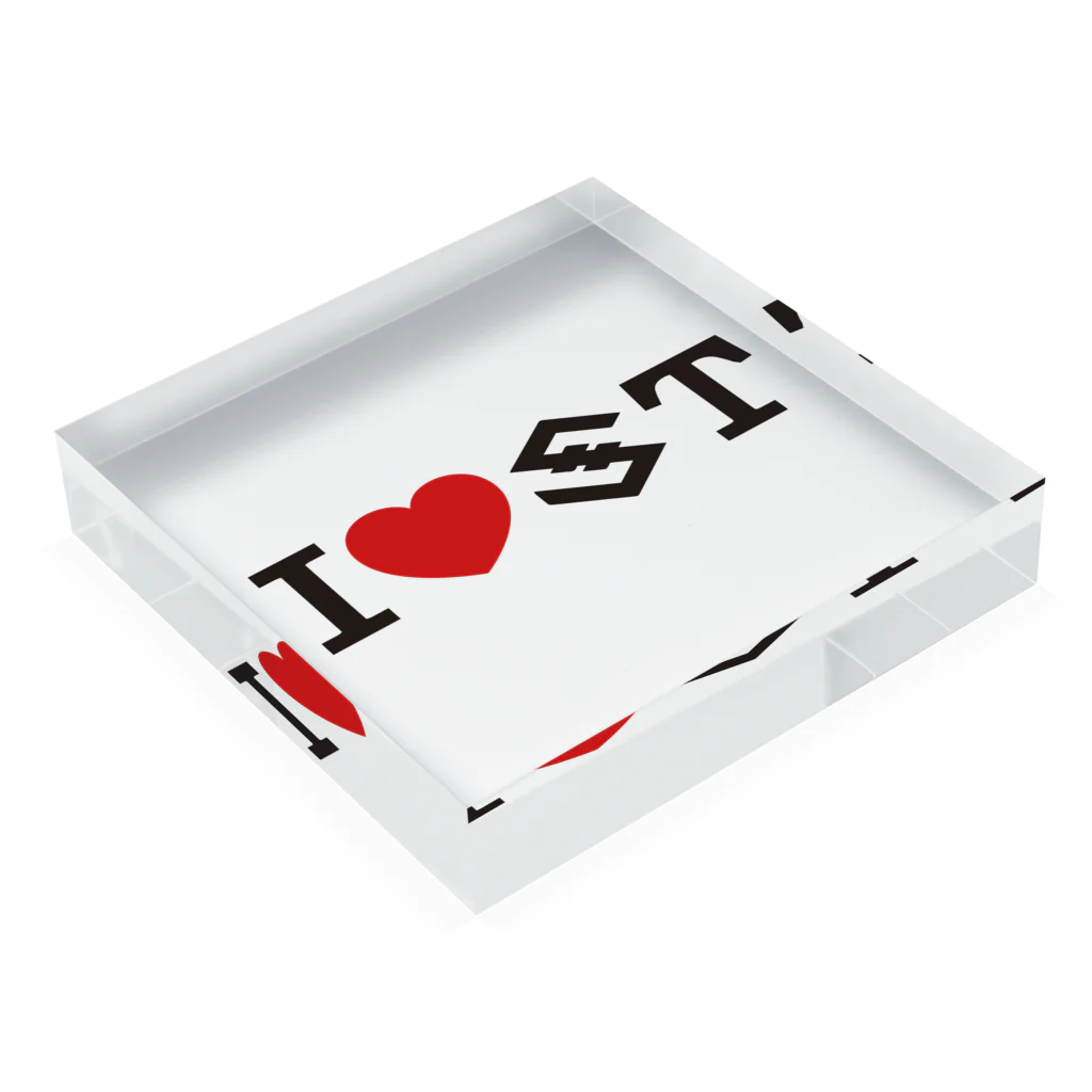 ＩＯＳＴのI love IOST（横型） アクリルブロックの平置き