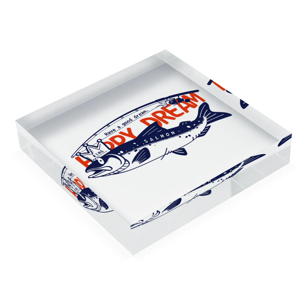 イラスト MONYAAT のサーモン サモタンの夢    ちいさめ Acrylic Block :placed flat