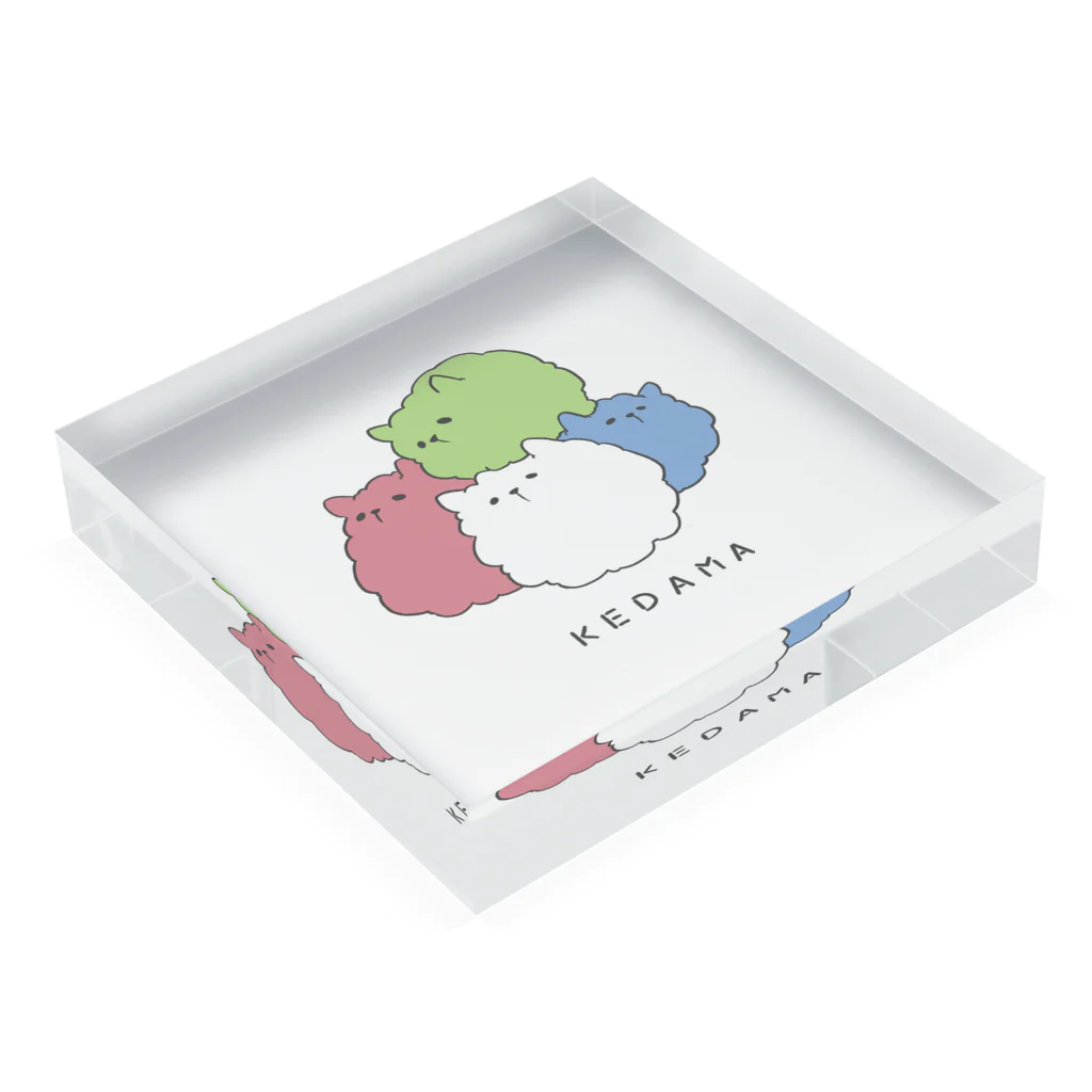 しおいぬ＠ケダマエルの4色毛玉 Acrylic Block :placed flat