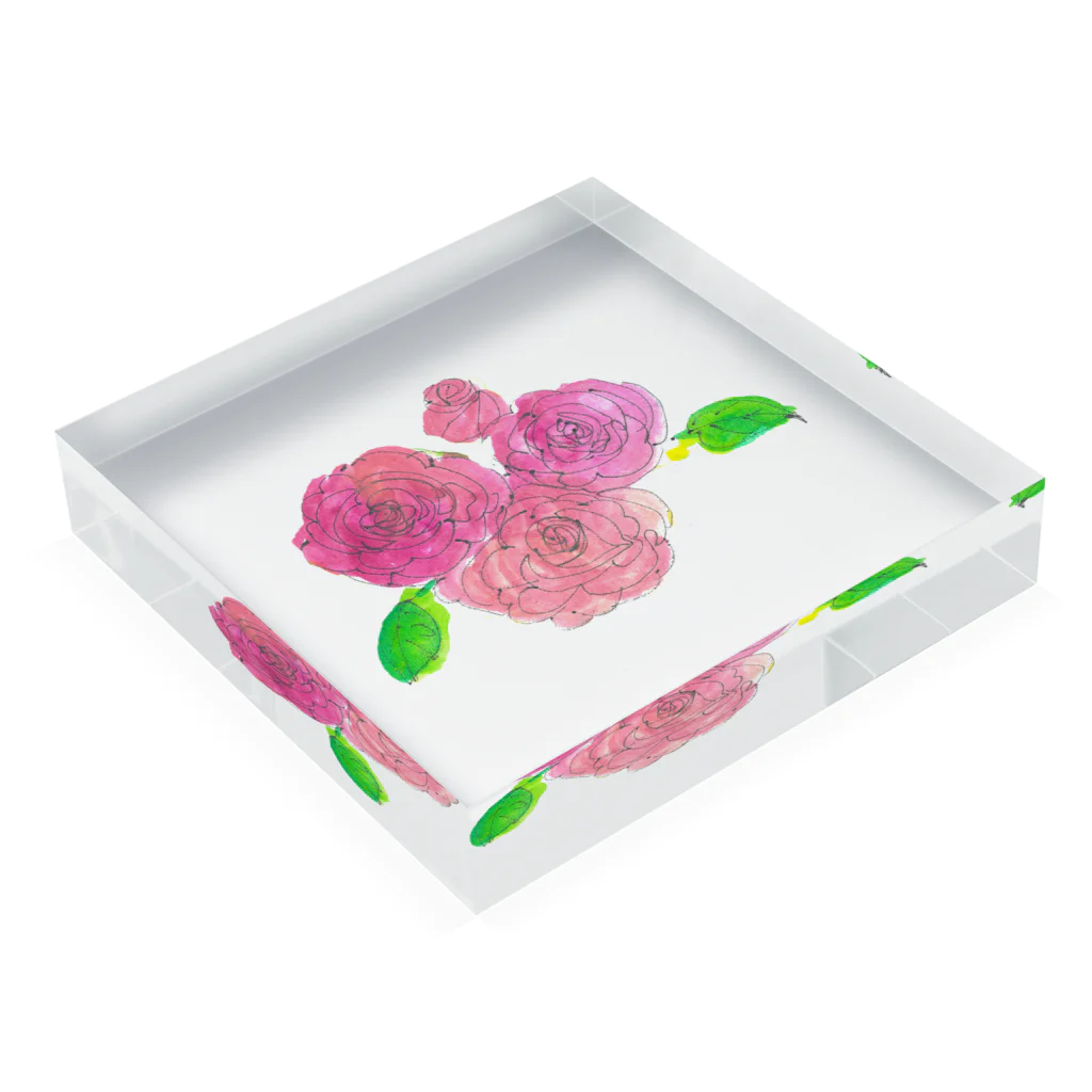 gama da gamaの薔薇の花 Acrylic Block :placed flat