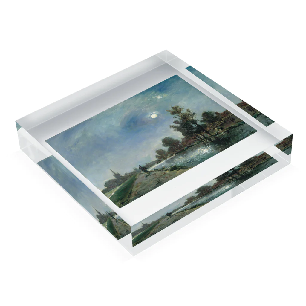 世界の絵画アートグッズのヨハン・バルトルト・ヨンキント 《オーフェルスヒー近くの曳舟道》 Acrylic Block :placed flat