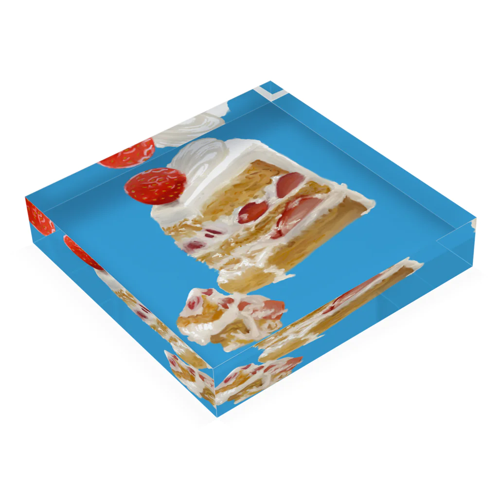 HIRAの食べかけのショートケーキ🍰 Acrylic Block :placed flat