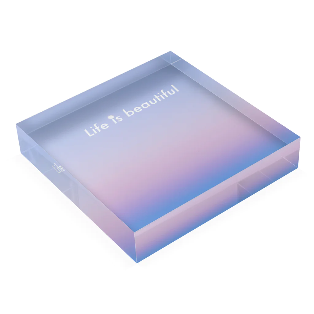 レモンのとなりのLife is beautiful Acrylic Block :placed flat