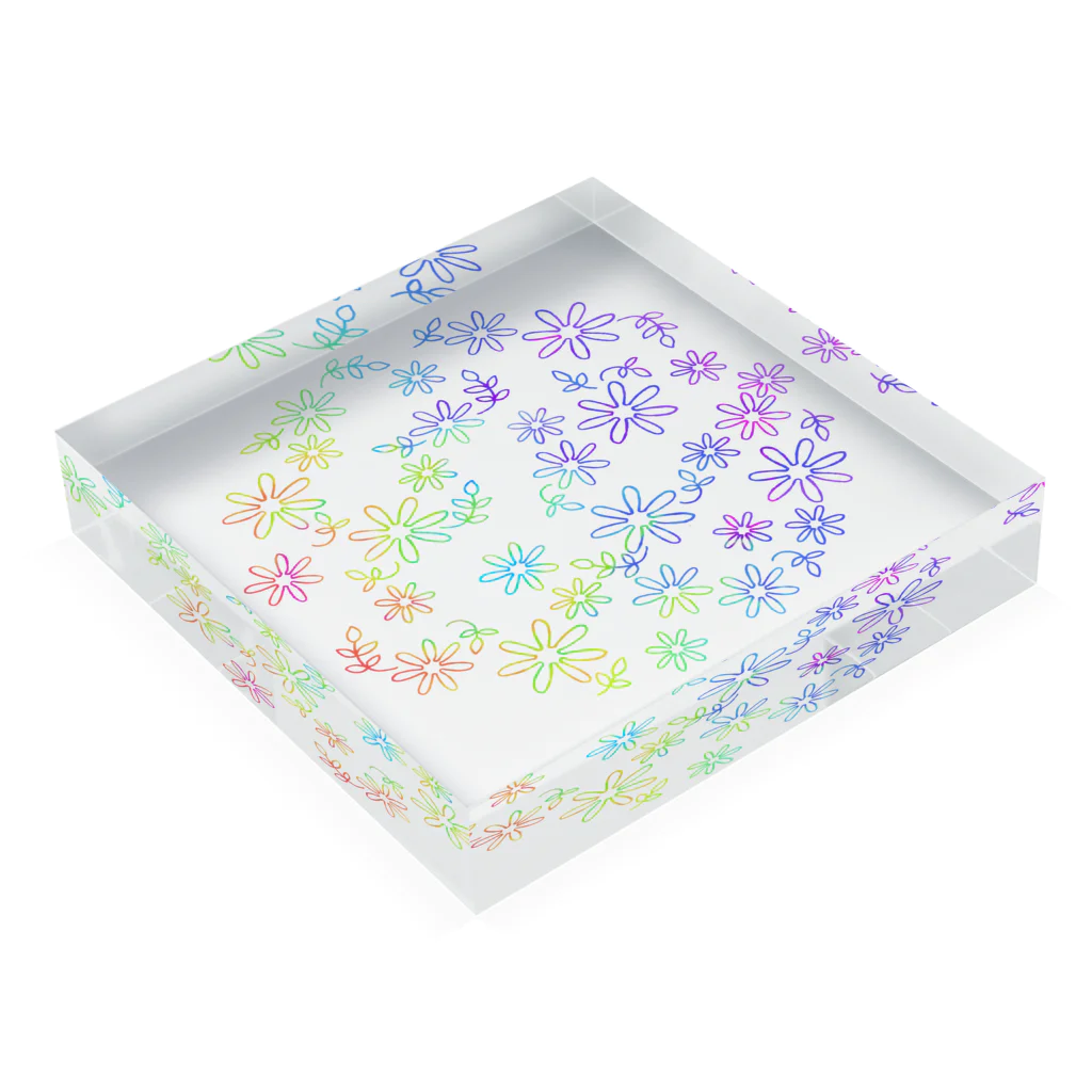 杠葉自由帳のColorful flower Acrylic Block :placed flat