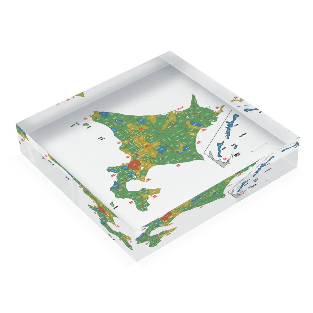 北海道ファンマガジン編集部の北海道179市町村地図 Acrylic Block :placed flat