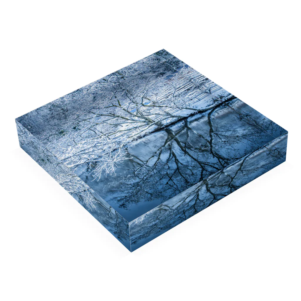 M's photographyの雪と湖 Acrylic Block :placed flat