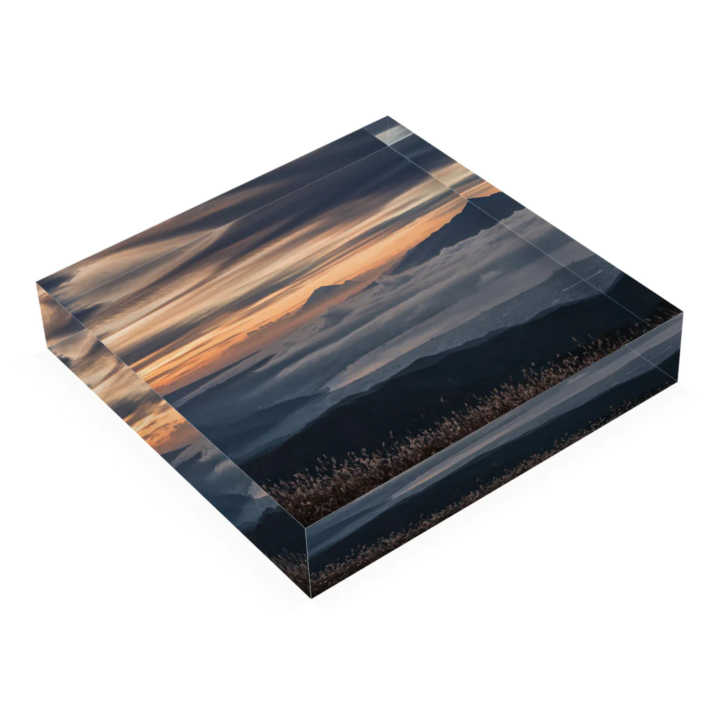 M's photographyの富士山と雲海 Acrylic Block :placed flat