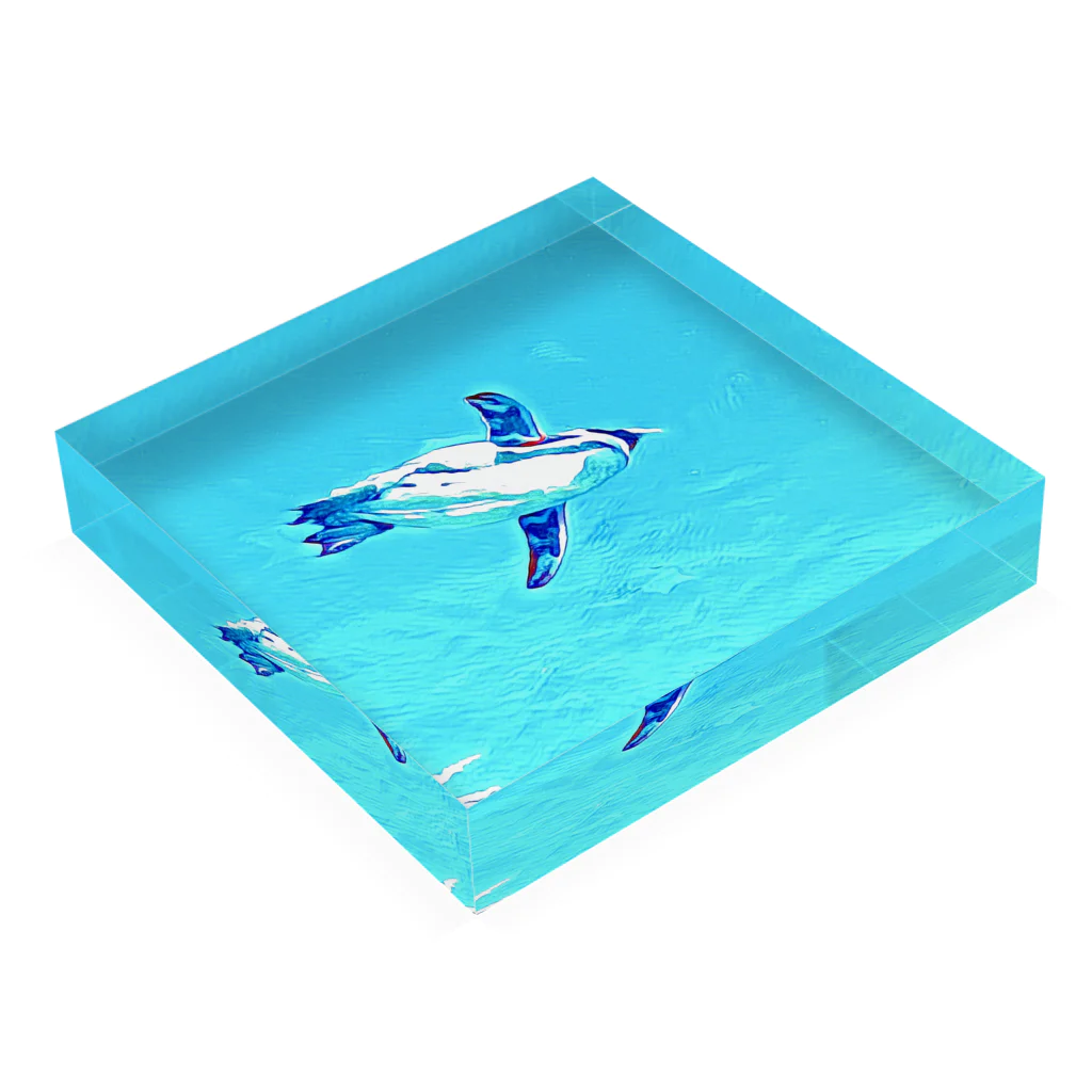 wacolorの飛ぶペンギン Acrylic Block :placed flat