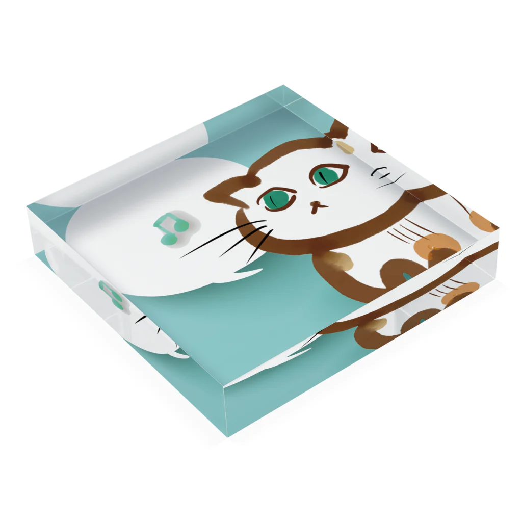 myssimoのねこぎちゃん　～ギター柄の猫～ Acrylic Block :placed flat