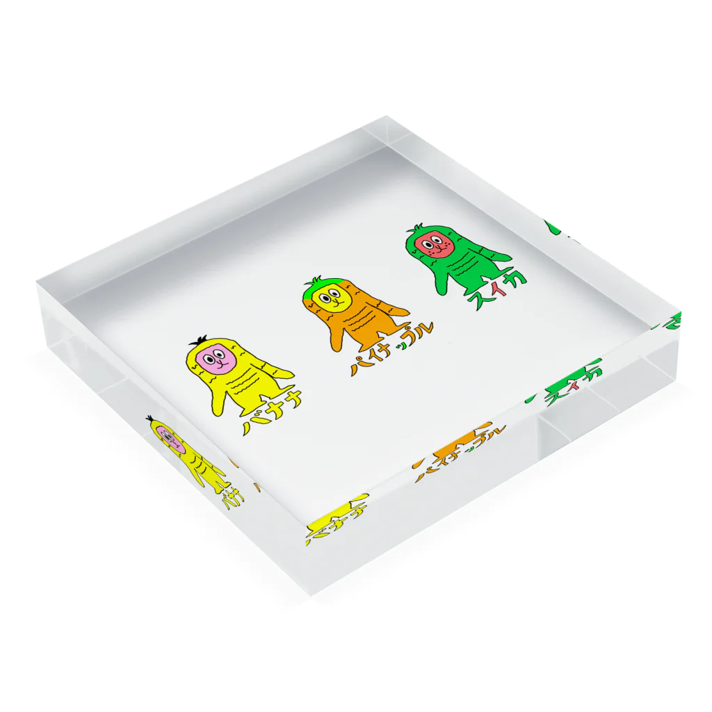 マクマク屋のお絵かきのサルのSARU！！3兄弟！！（夏限定） Acrylic Block :placed flat