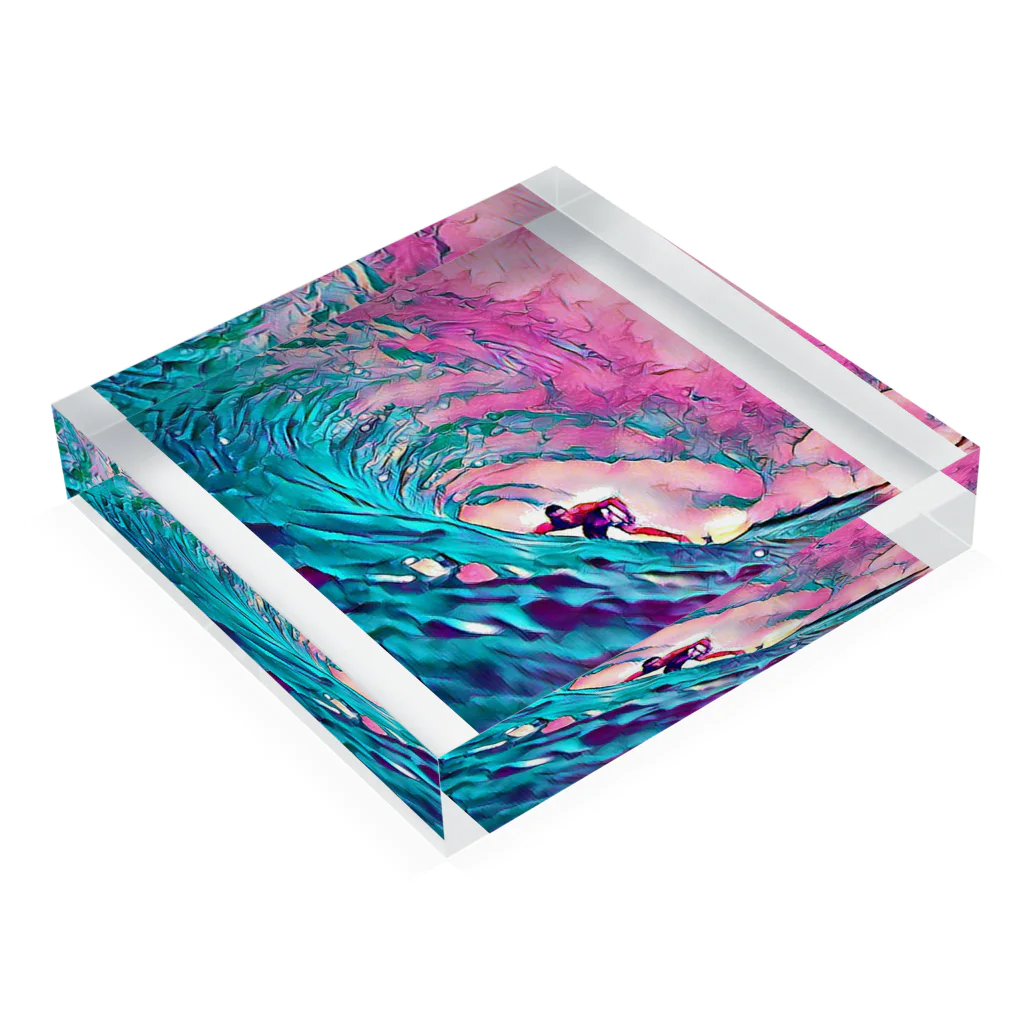 waveのサーフィン 225 Acrylic Block :placed flat