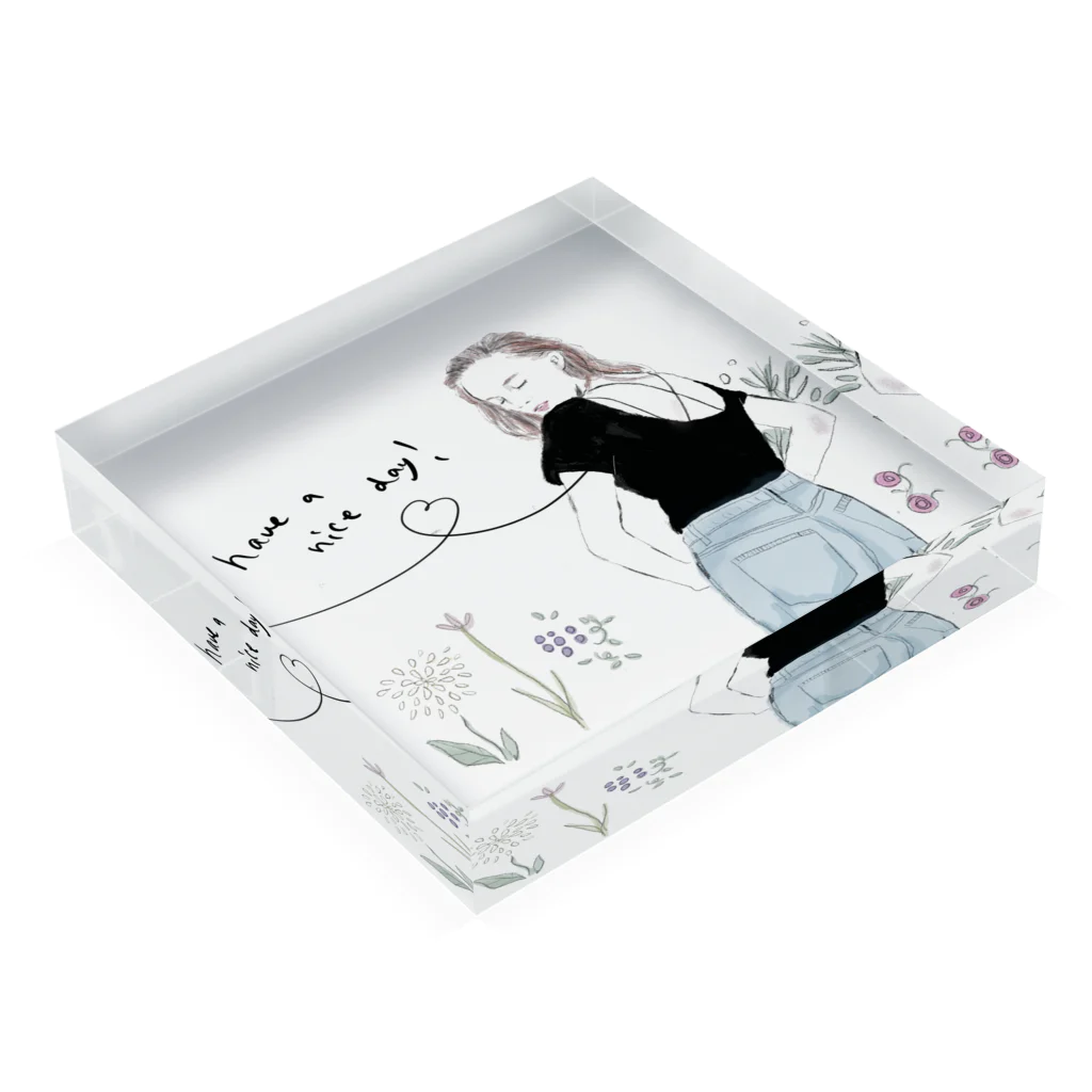 rocomocoのhave a nice day Acrylic Block :placed flat