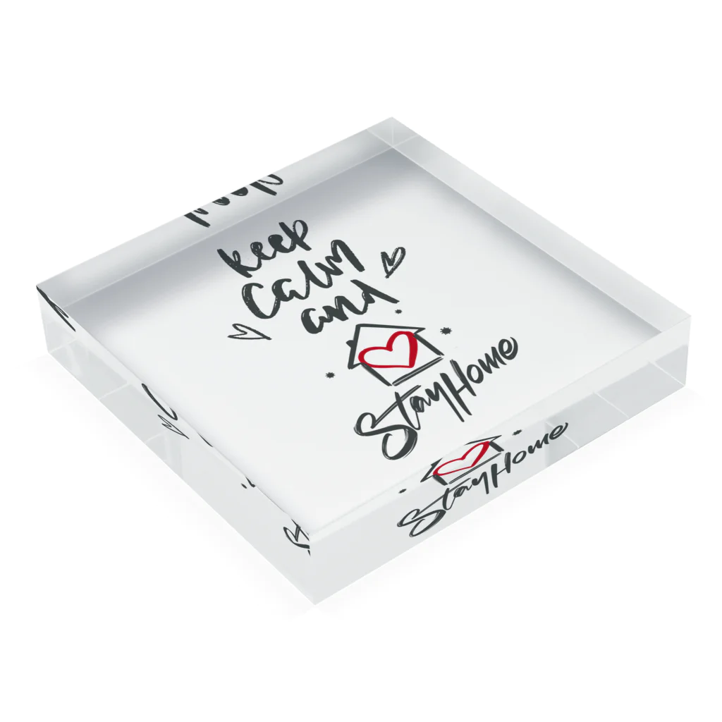 シェアメディカルブランドショップのKeep Calm and Stay Home Acrylic Block :placed flat