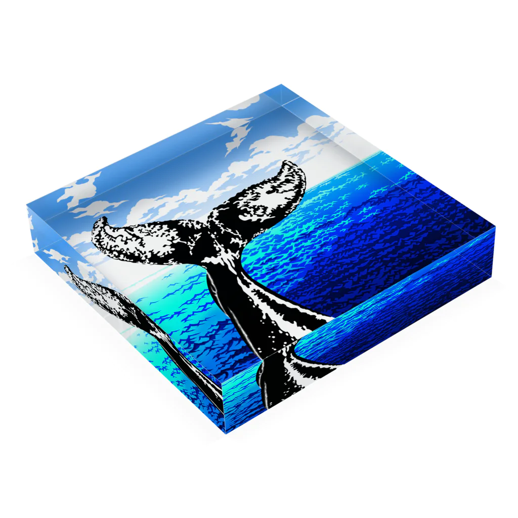 SAToMiのWhale tail (Sea) Acrylic Block :placed flat