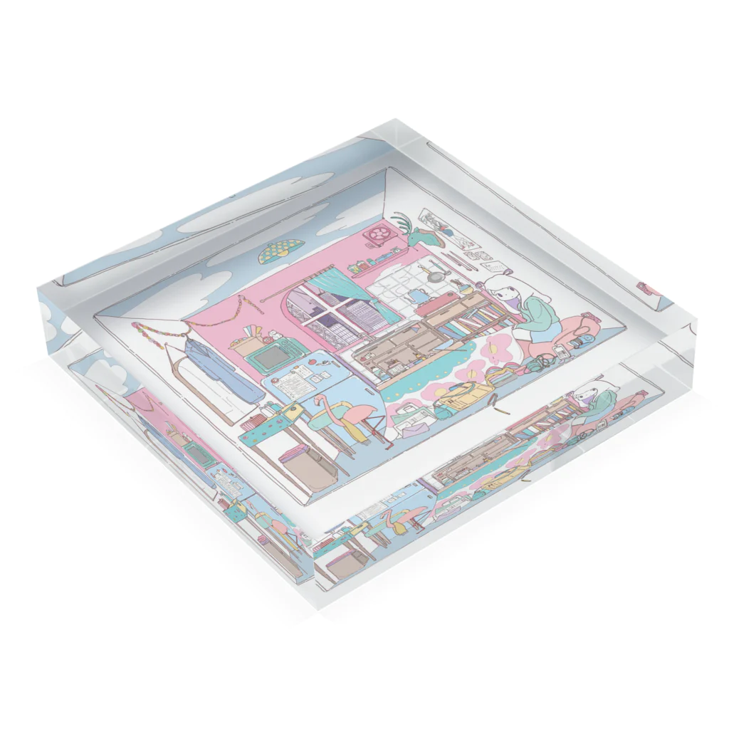 夢野ネロの健康で文化的な生活 Acrylic Block :placed flat