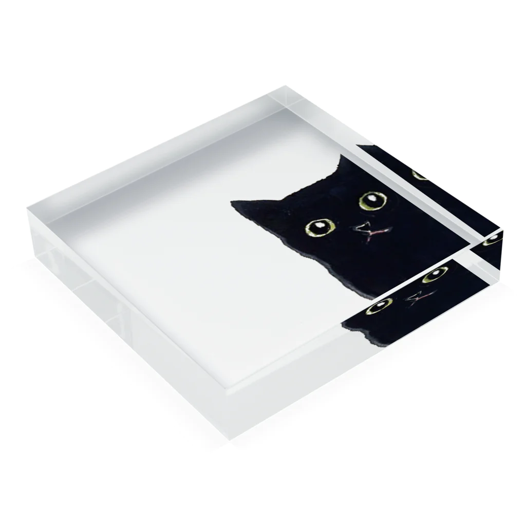 WAMI ARTの窓の黒猫 Acrylic Block :placed flat