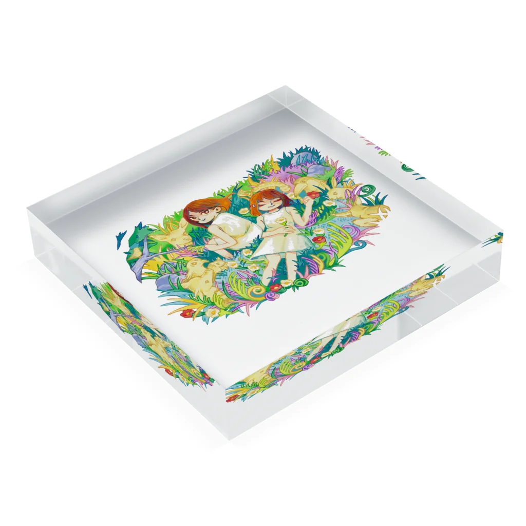 ほそぼそタイムスのふたりあわせ Acrylic Block :placed flat