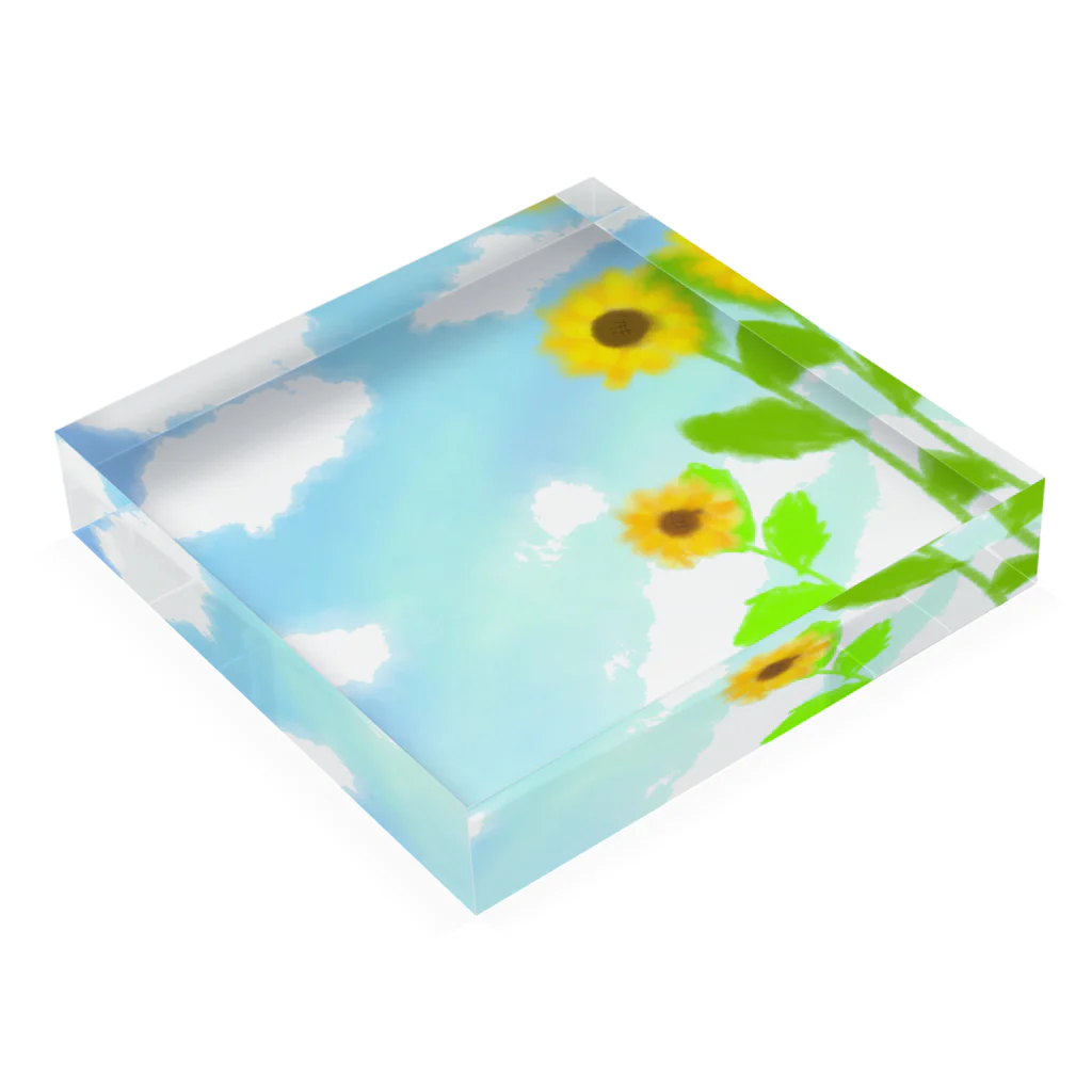Lily bird（リリーバード）の青空とひまわり Acrylic Block :placed flat