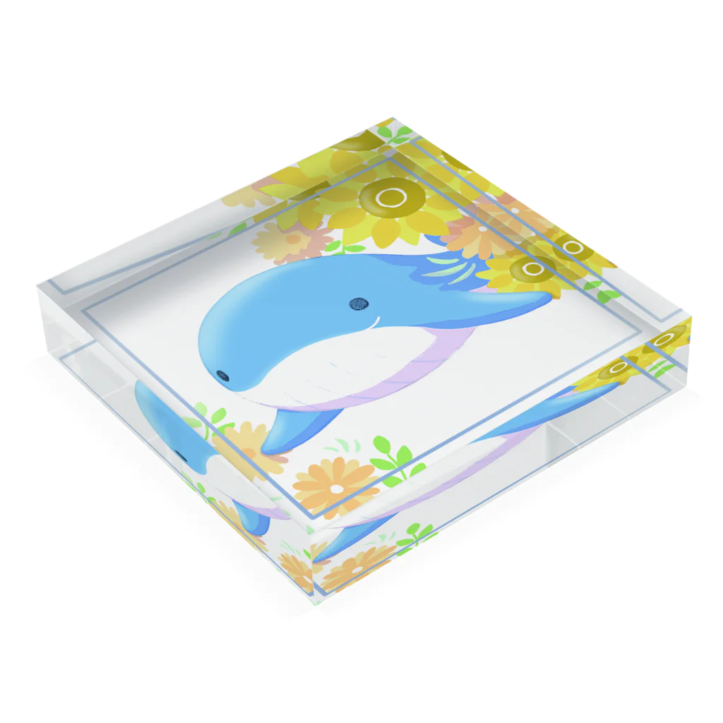 honamirukaのひまわり畑に住むくじら Acrylic Block :placed flat