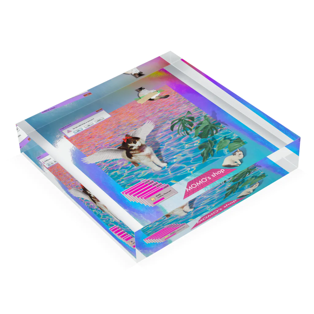 𝙈𝙊𝙈𝙊'𝙨 𝙎𝙝𝙤𝙥のvintage vaporwave Acrylic Block :placed flat