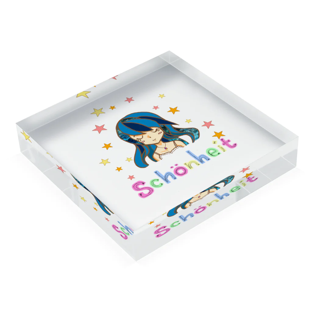 "Schönheit" シェーンハイトの海と水面の星 Acrylic Block :placed flat