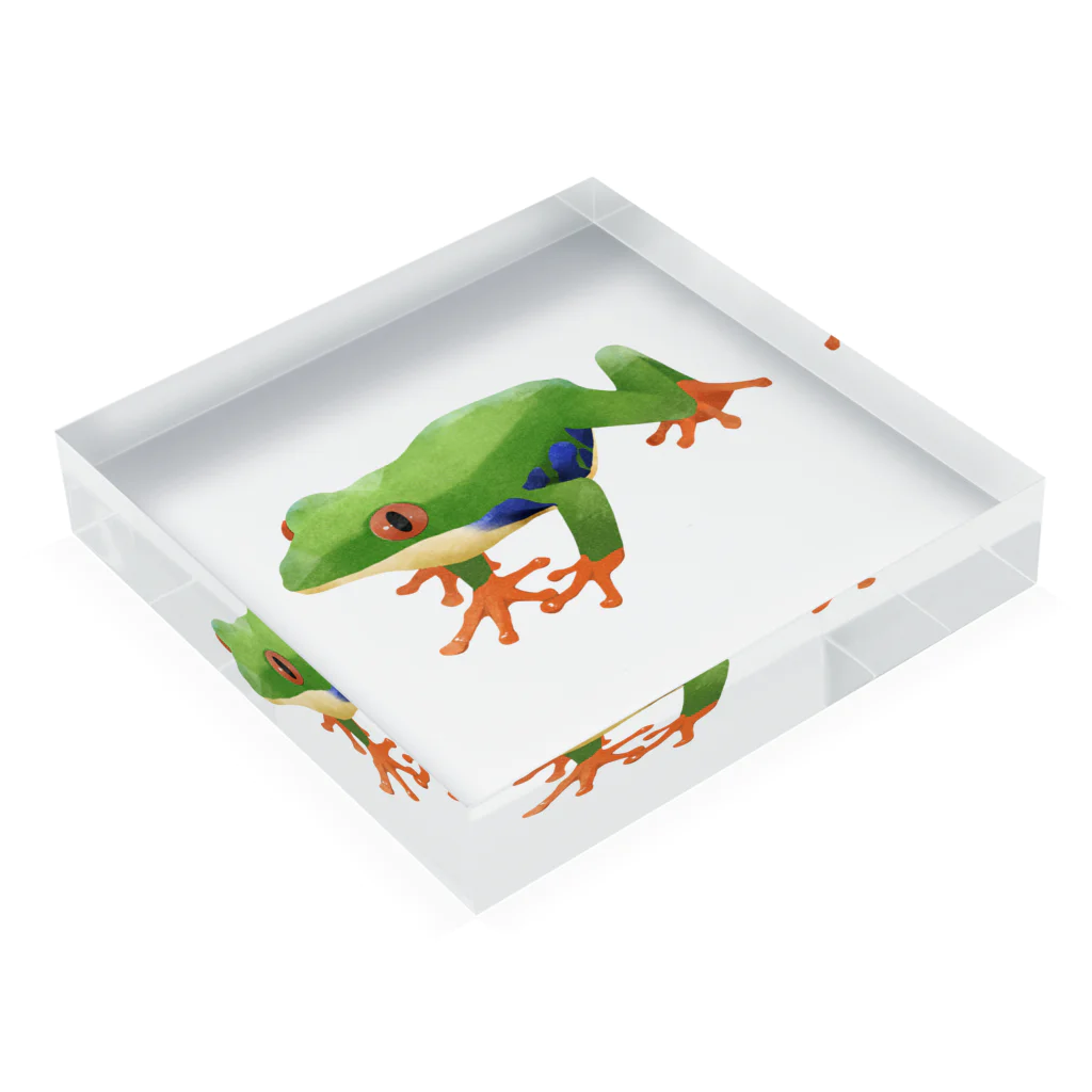 丹汰/nita's SUZURIのアカメアマガエル ちゃん Acrylic Block :placed flat